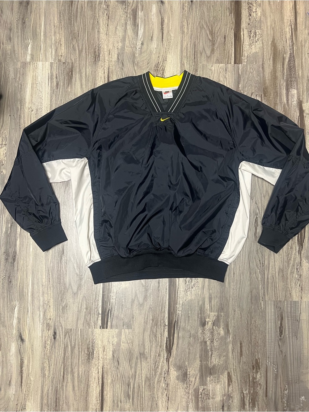 Vintage 90s Nike Center Swoosh Pullover Windbreaker Jacket Black Large